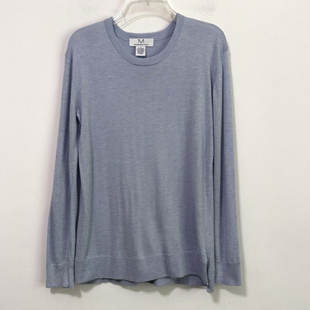 Magaschoni Cashmere Blend Sweater S Baby Blue Long Sleeve Knit Classic Thin Work